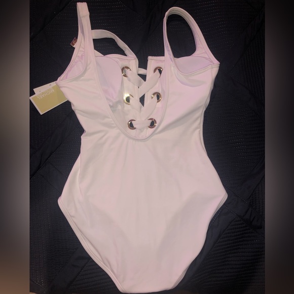 (SOLD) Michael Kors bathing suit White and Gold - Picture 6 of 8
